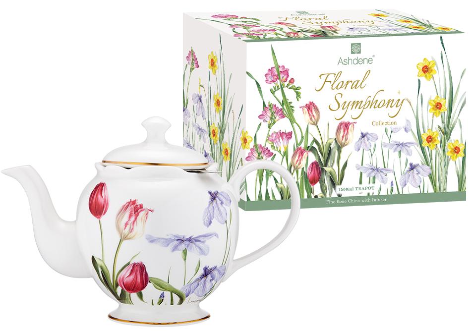 Floral Symphony Teapot with artwork by Jenny Phillips
