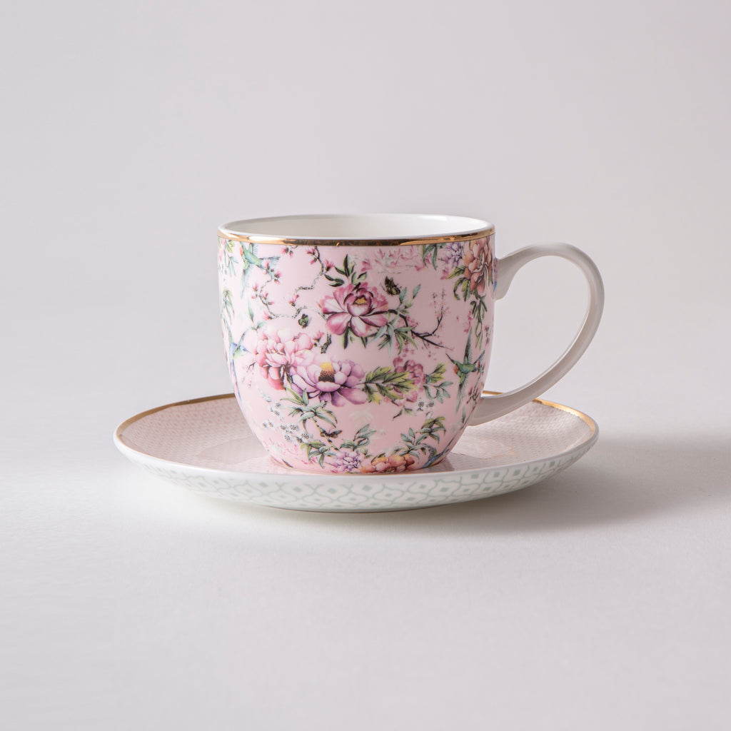 Chinoiserie Pink Cup & Saucer