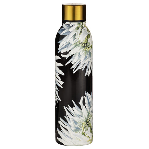 Dark Florals White Dahlia Drink Bottle Ashdene