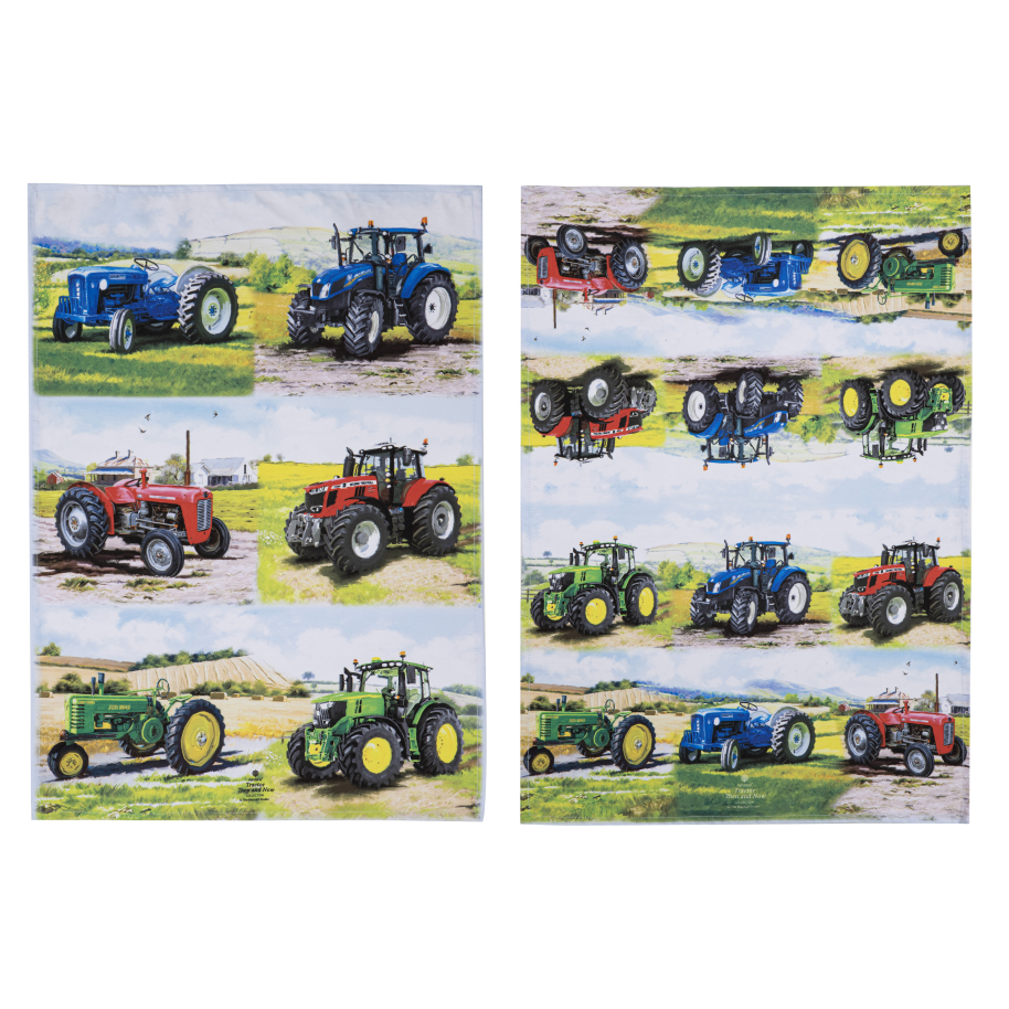 Tractors Then/Now 2pk Kitchen Towel