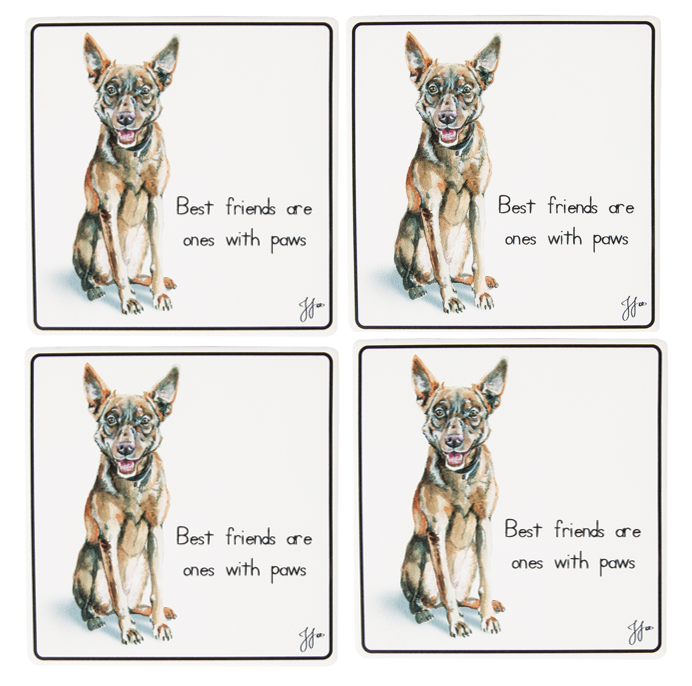 Puppy Tales Kelpie Coaster 4pk