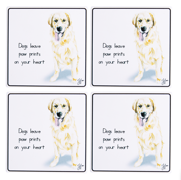 Puppy Tales Golden Retriever Ceramic Coaster 4pk