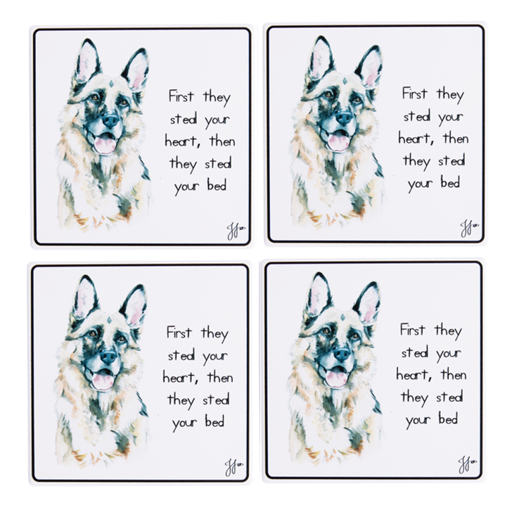 Puppy Tales German Shepherd Ceramic Coaster 4pk