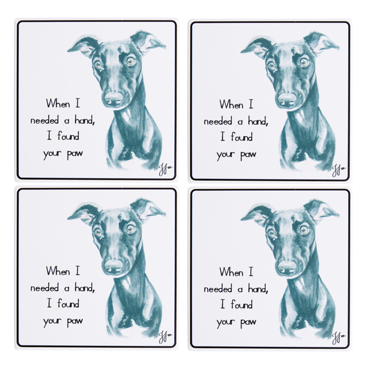 Puppy Tales Whippet Ceramic Coaster 4pk