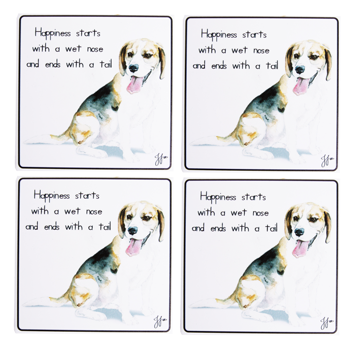 Puppy Tales Beagle Ceramic Coaster 4pk