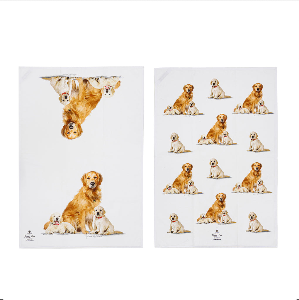 Puppy Love Golden Retriever 2pk Kitchen Towel