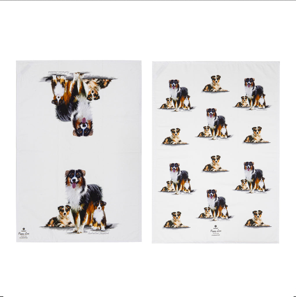 Puppy Love Australian Shepherd 2pk Kitchen Towel