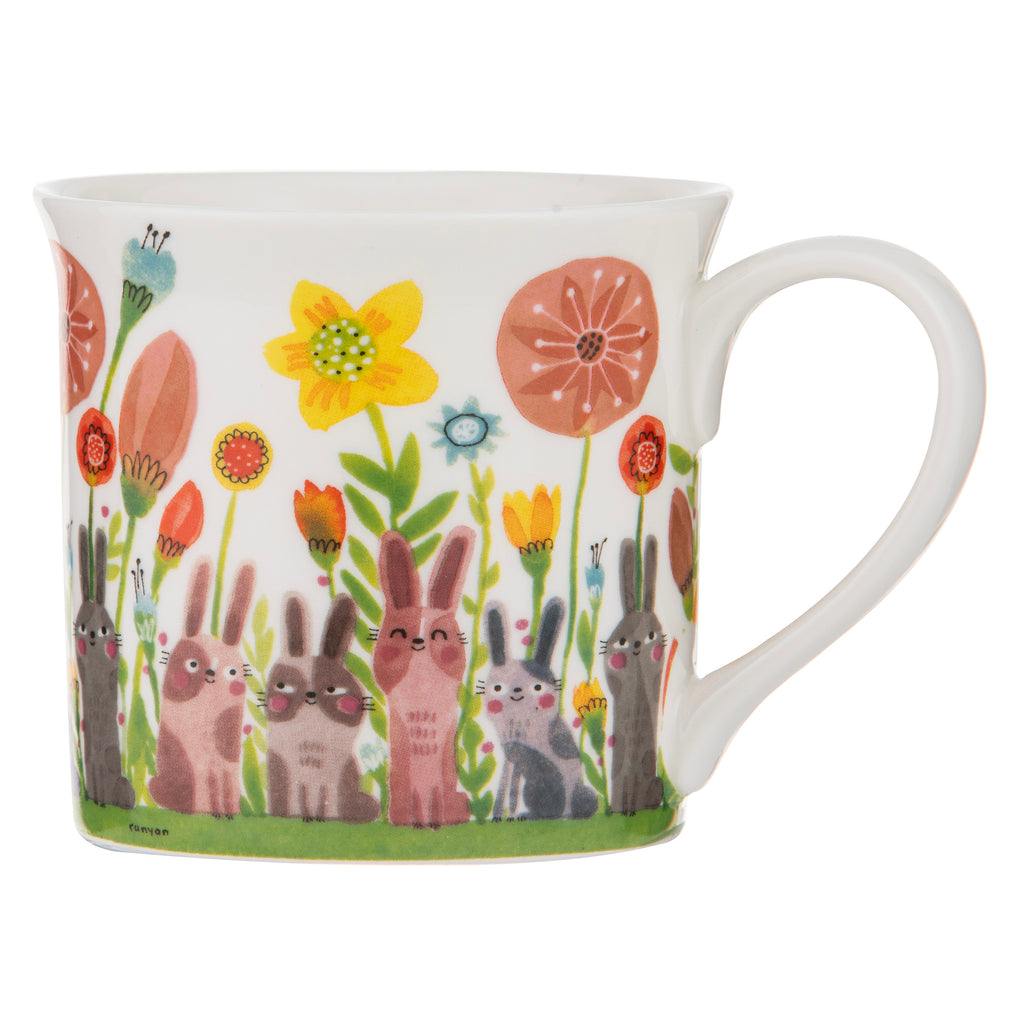 Playful Bunnies Blooms Wide Flare Mug