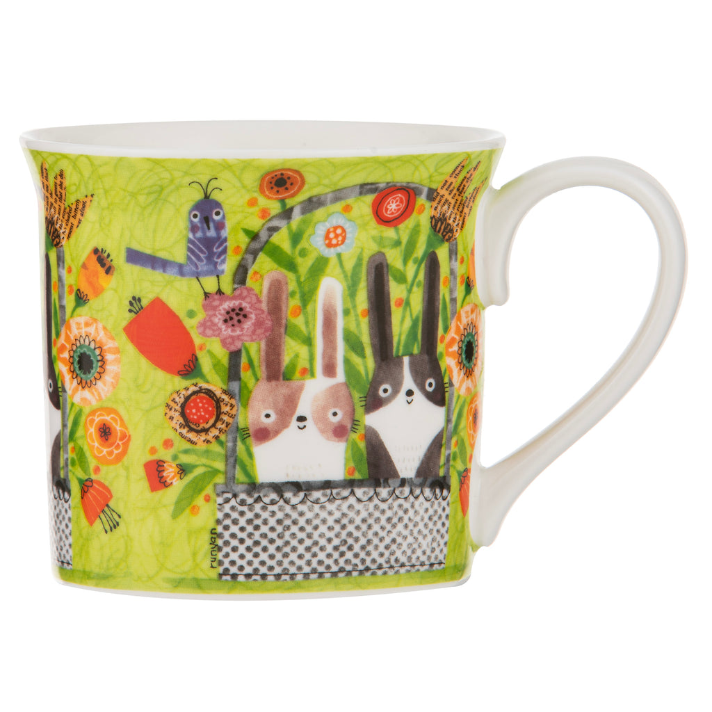 Playful Bunnies Basket Wide Flare Mug