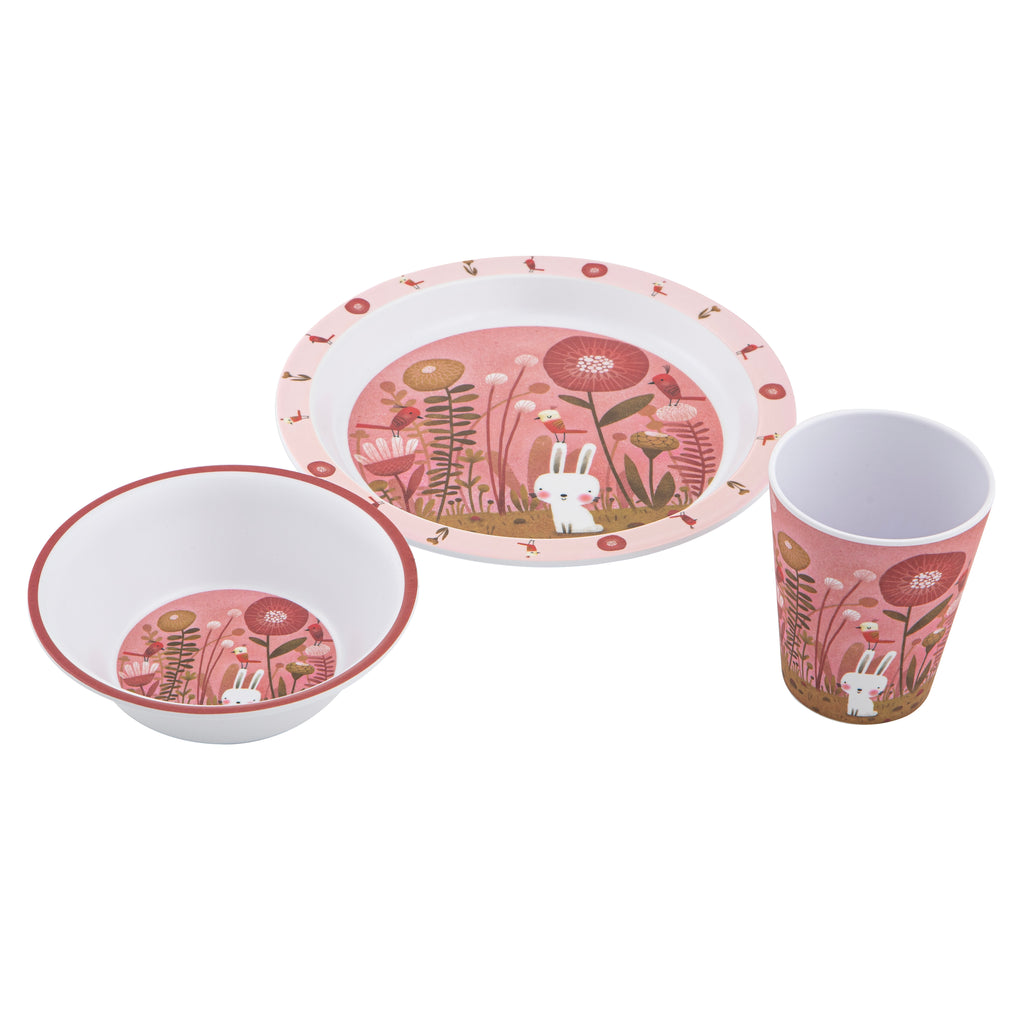 Playful Bunnies Garden 3pc Kids Dinner Set