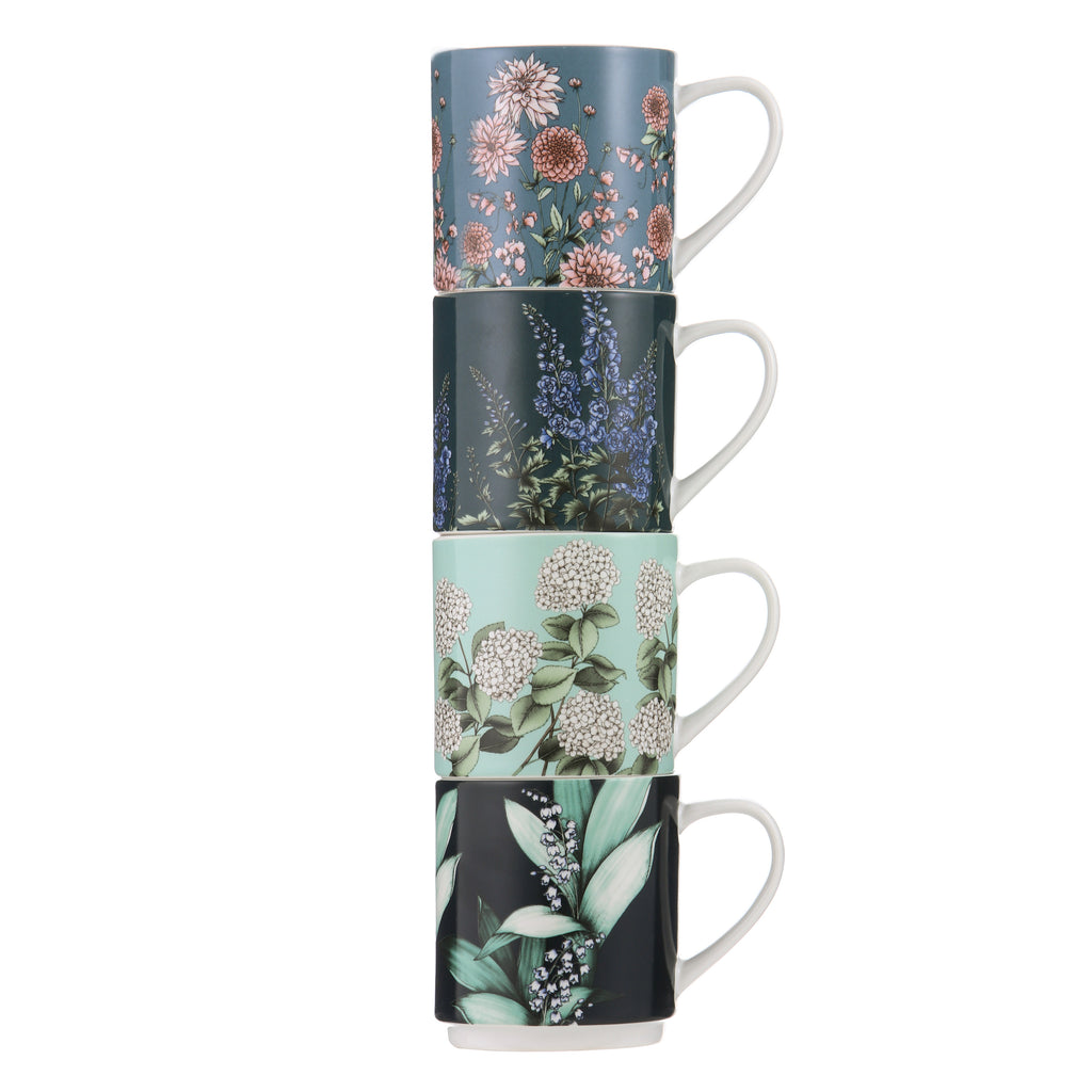 Secret Garden Blue Stackable 4pk Mug