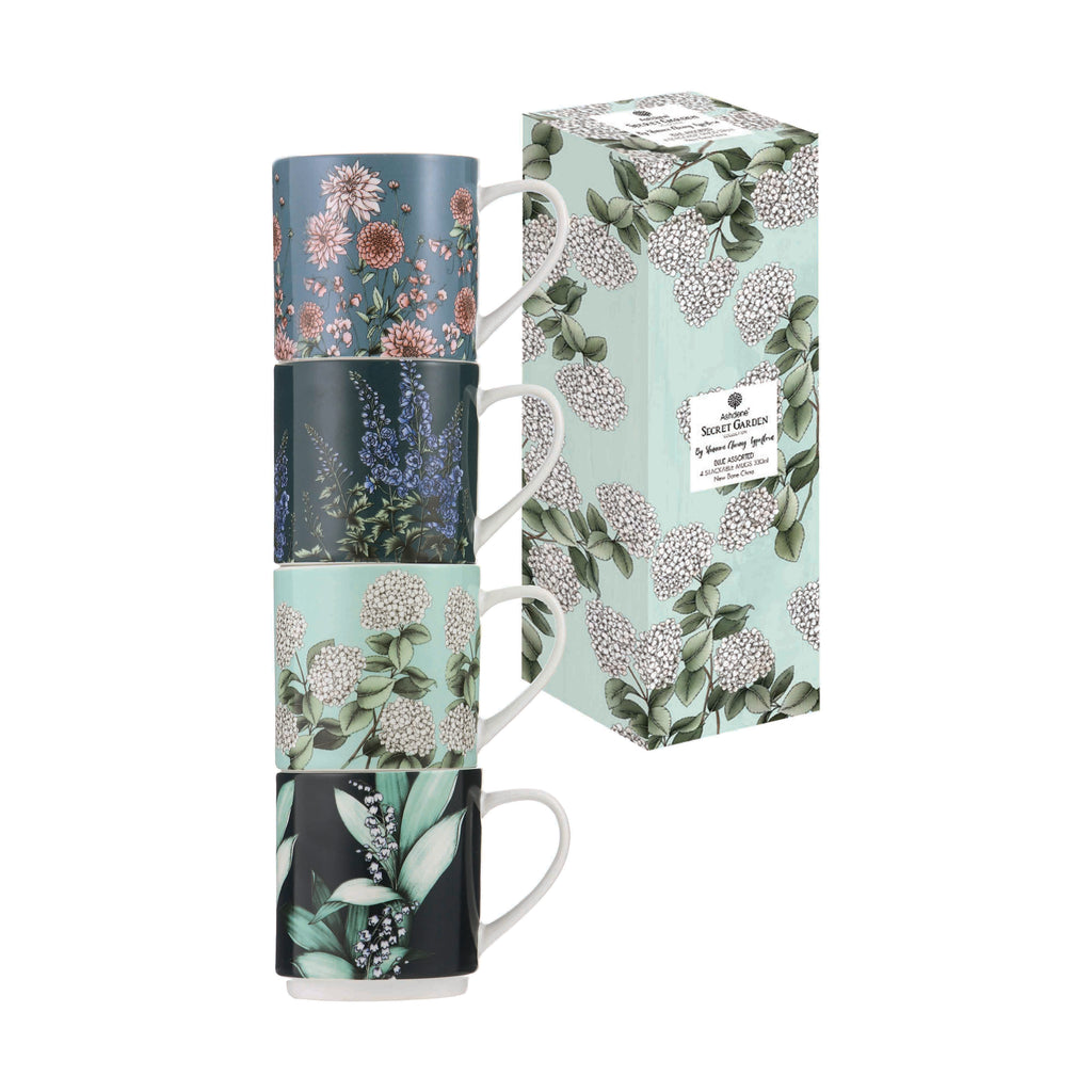 Secret Garden Blue Stackable 4pk Mug