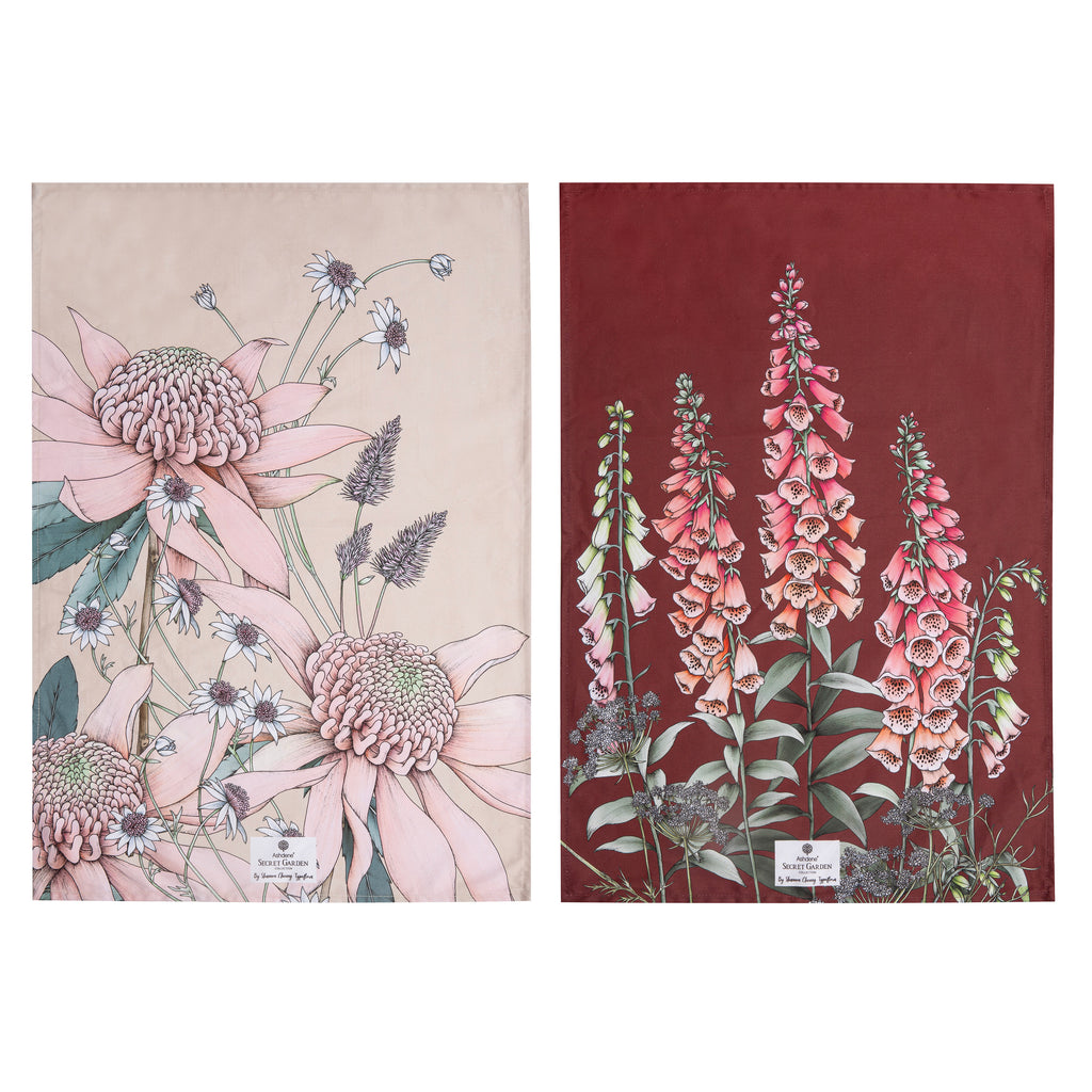 Secret Garden Pink 2pk Kitchen Towel