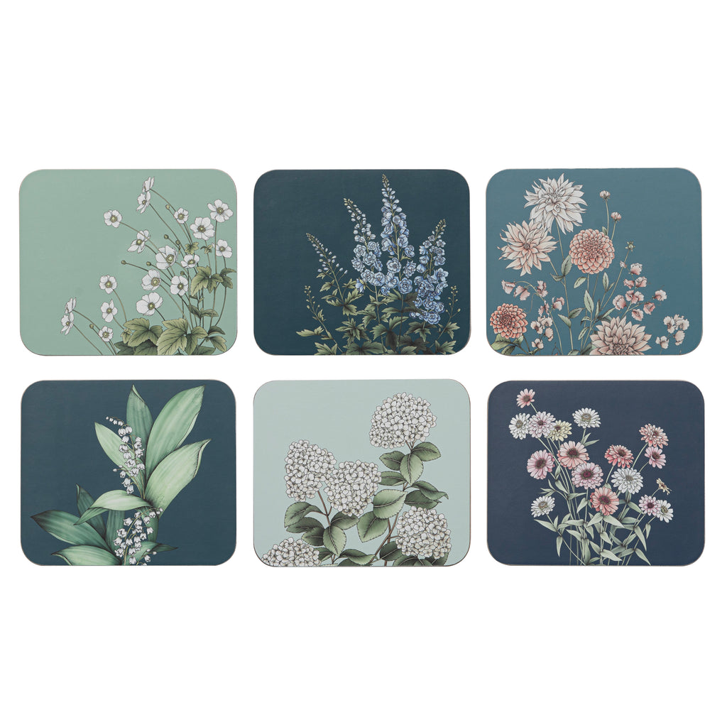 Secret Garden Blue 6pk Coaster