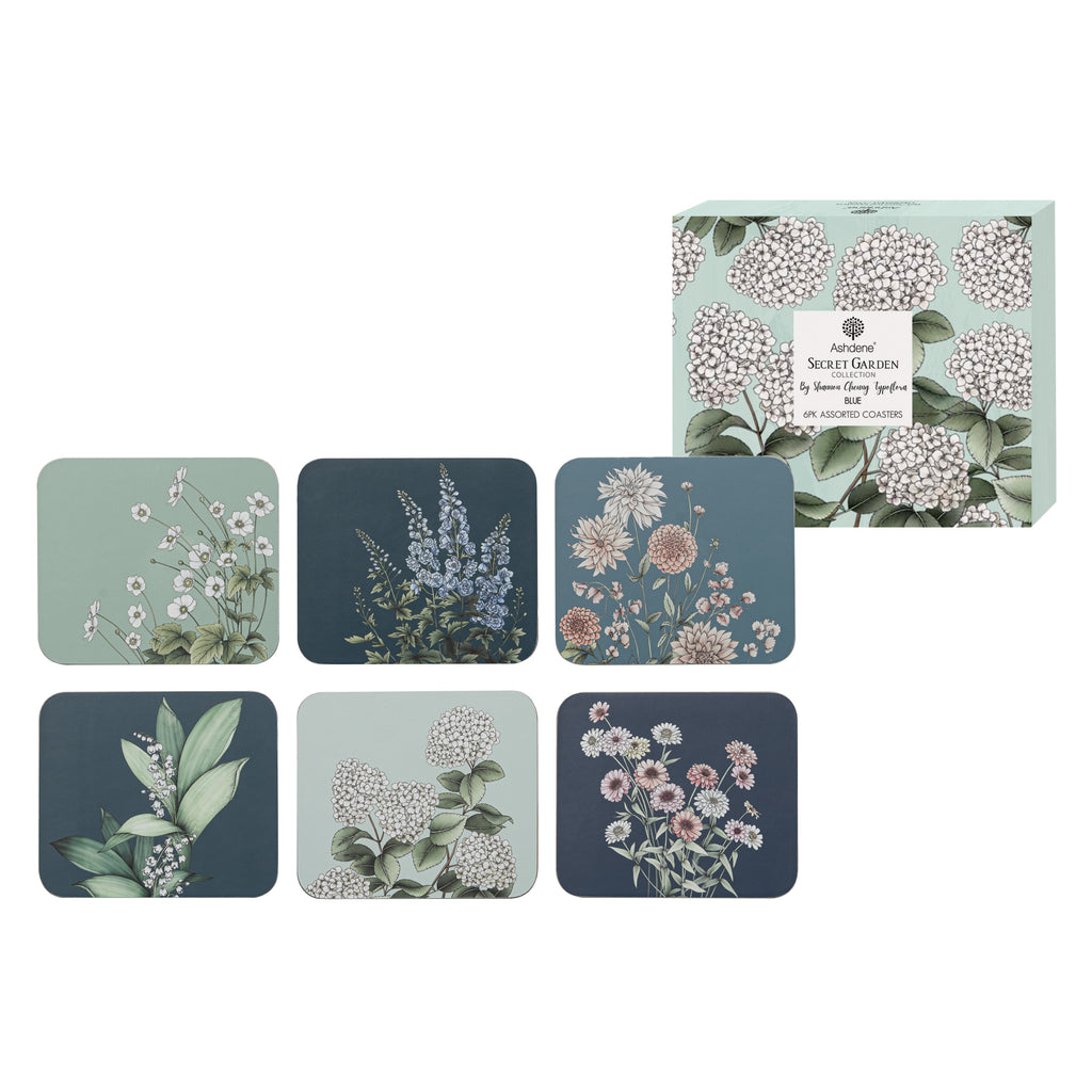 Secret Garden Blue 6pk Coaster