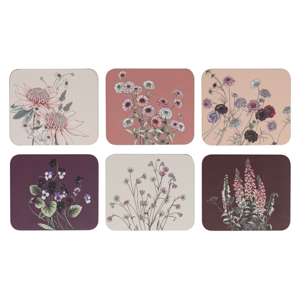 Secret Garden Pink 6pk Coaster