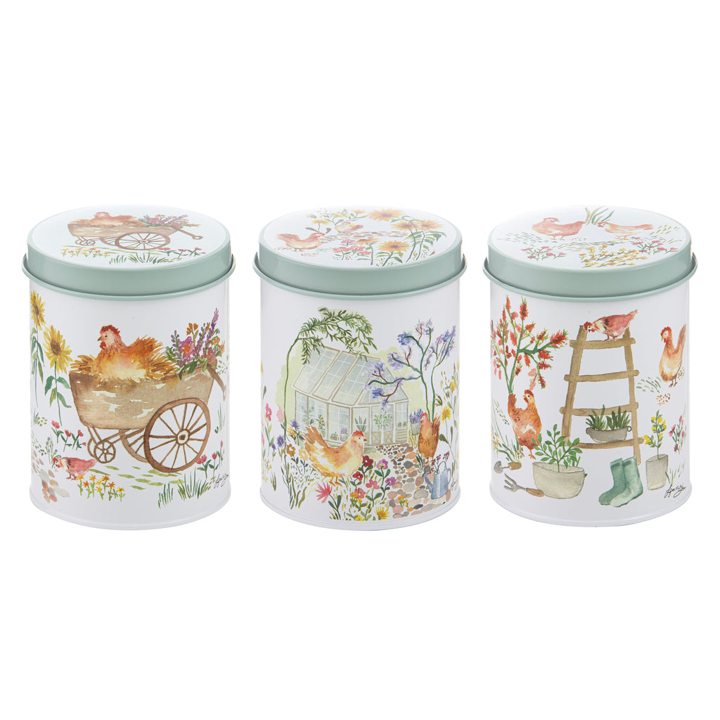 Garden Hens 3pk Canister