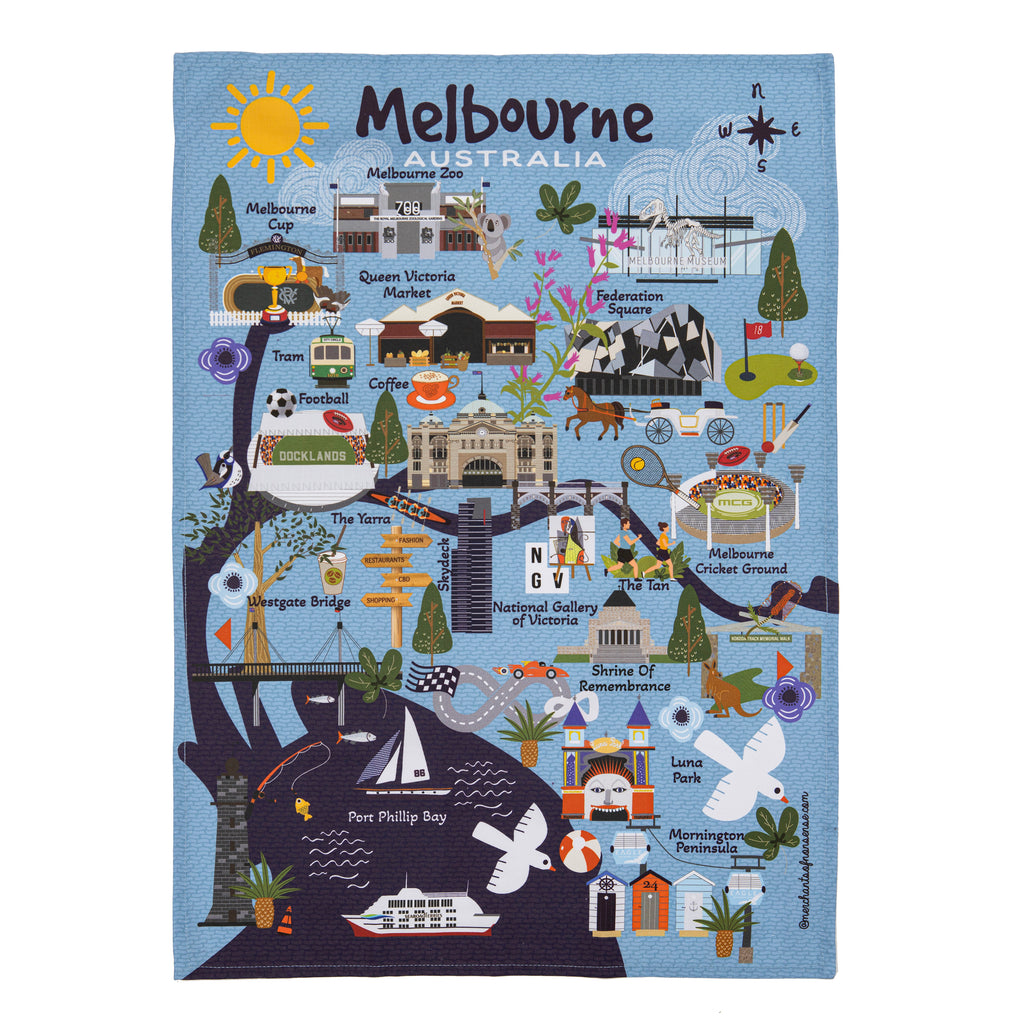 Land Down Under Melbourne Kitchen Towel