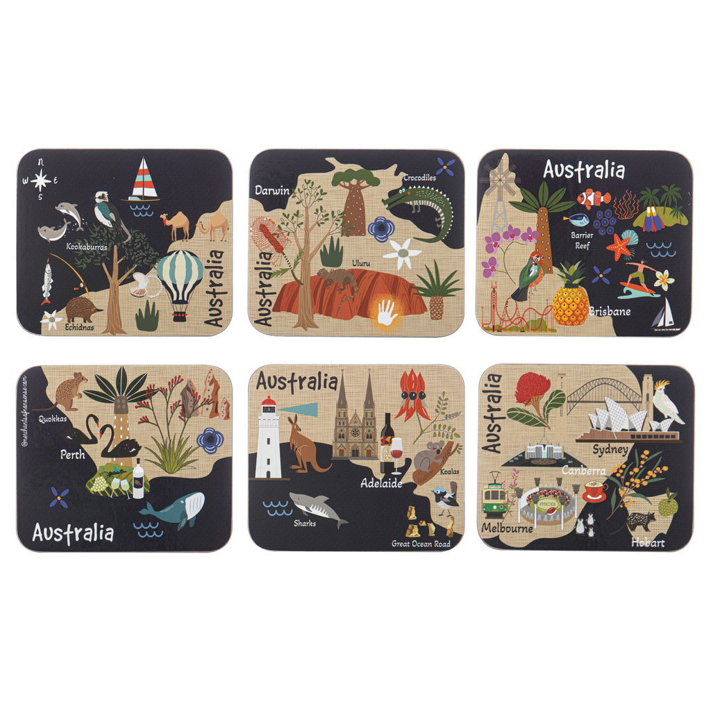 Land Down Under AUS 6pk Coaster