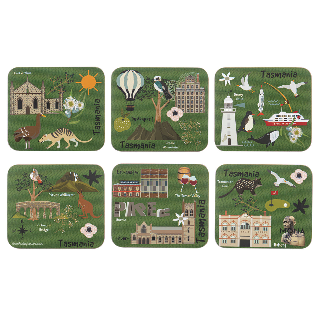 Land Down Under Tas 6pk Coaster