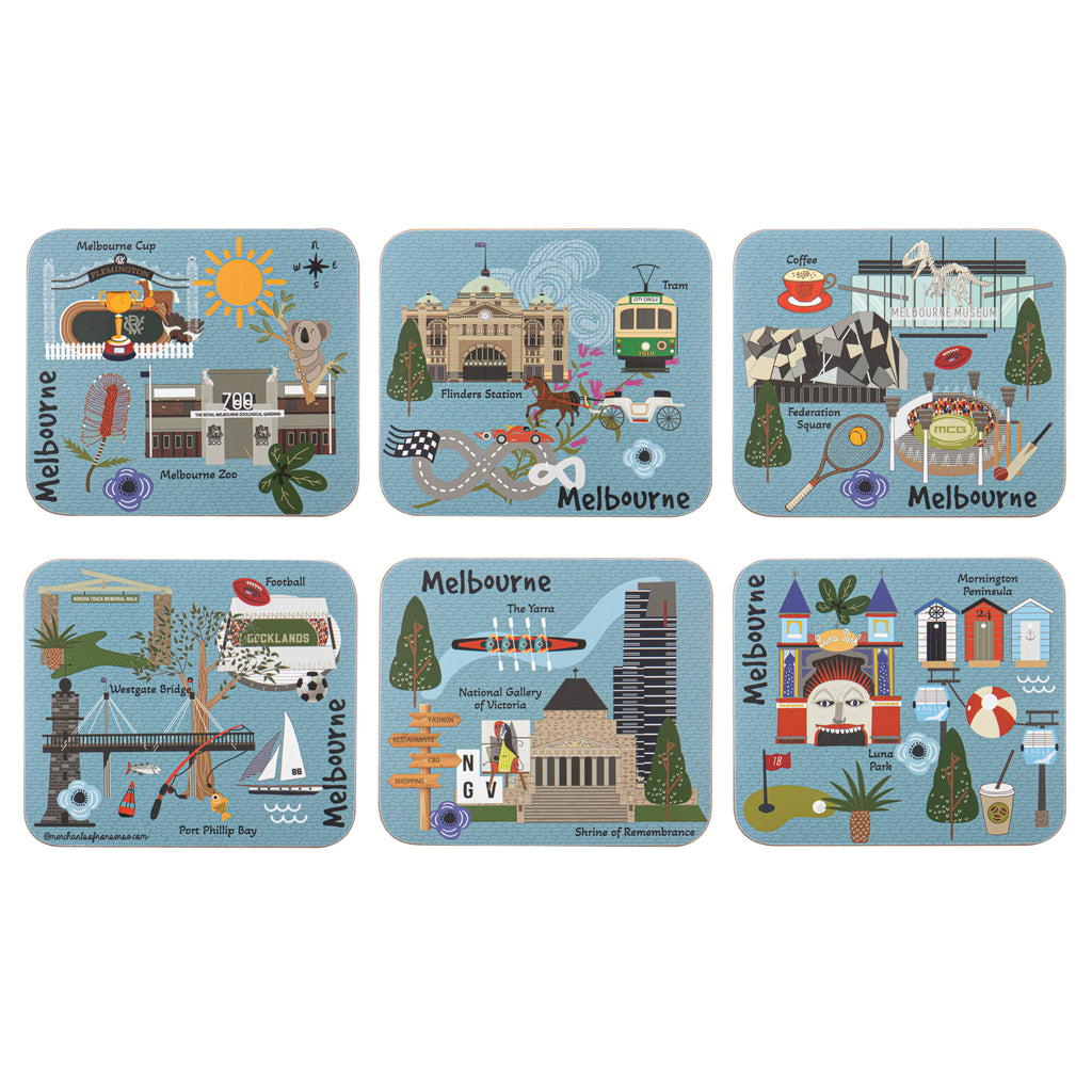 Land Down Under Melbourne 6pk Coaster