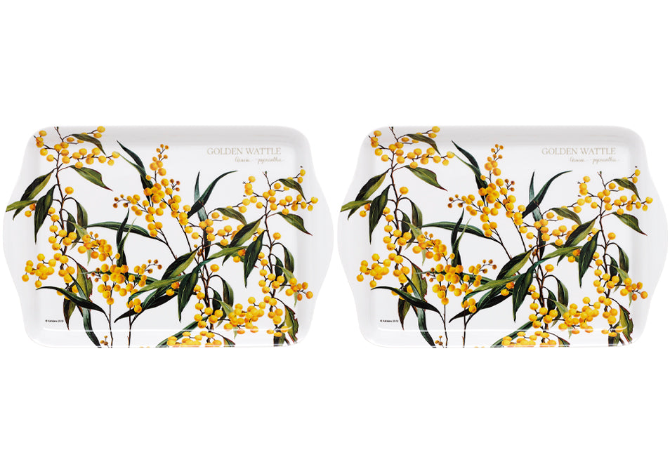 Aus Floral Emblems Wattle Scatter Tray - Set of 2