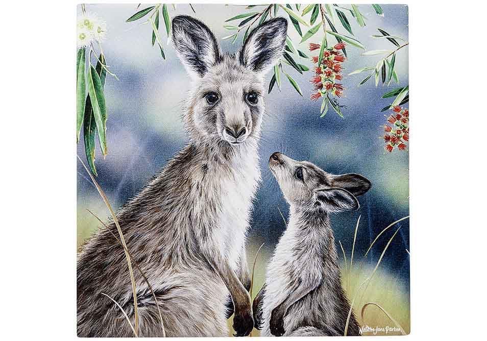 Fauna of Aus Kangaroo & Joey Trivet