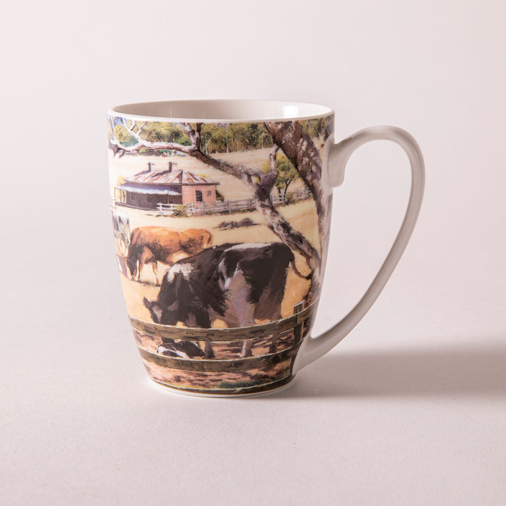 dairy cow breeds illustrated on Grazing Paddocks Mug