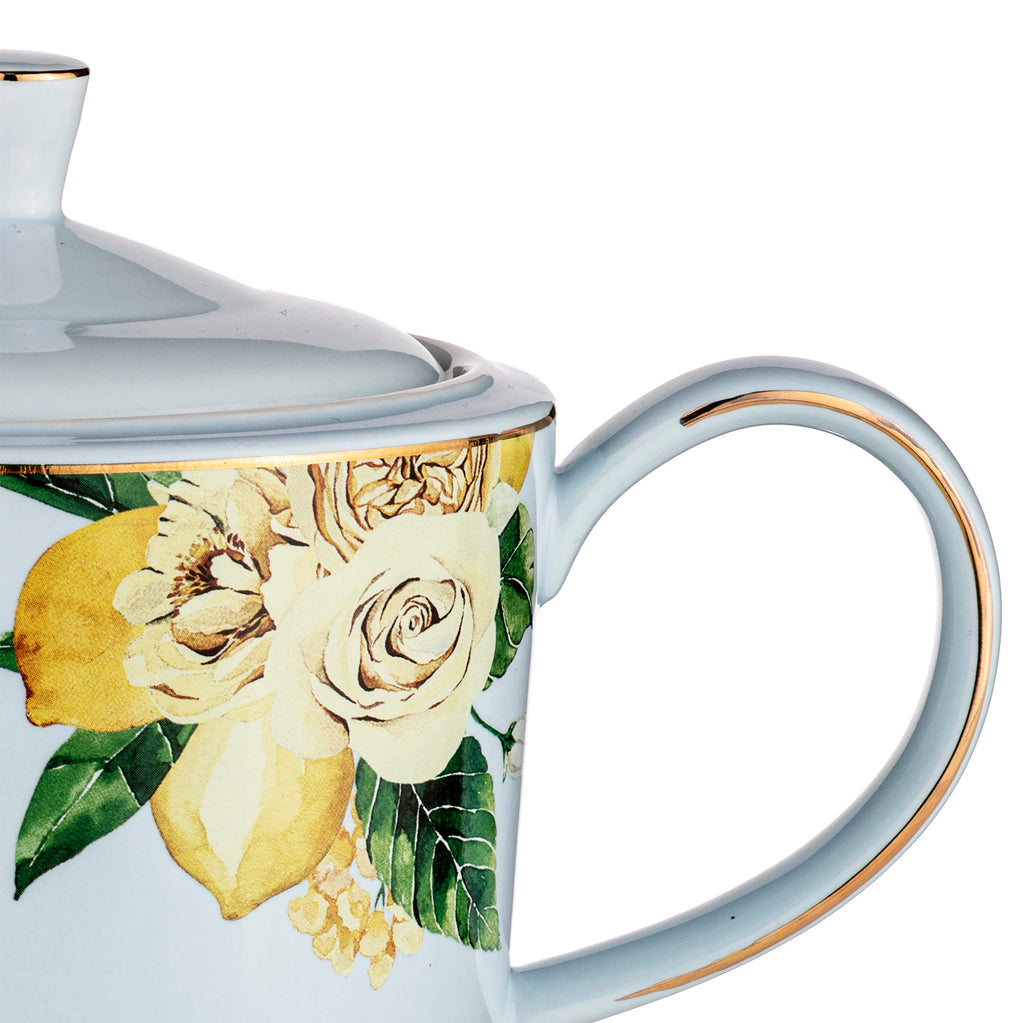 Citrus Blooms Teapot with gold detailing