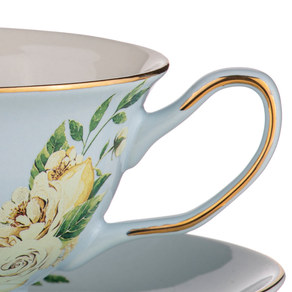 Citrus Blooms Cup & Saucer accented with gold detailing