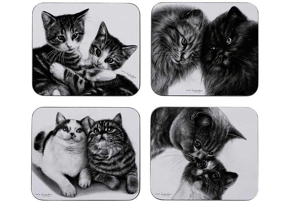 Feline Friends 4pk Coaster