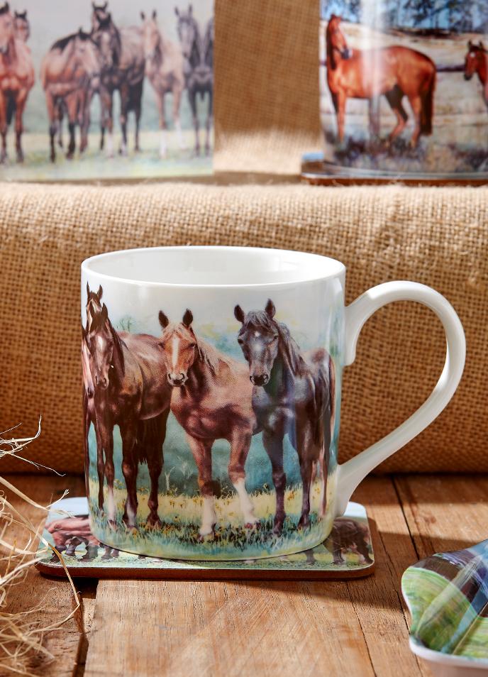 Beauty of Horses 4pk Coaster and Mug