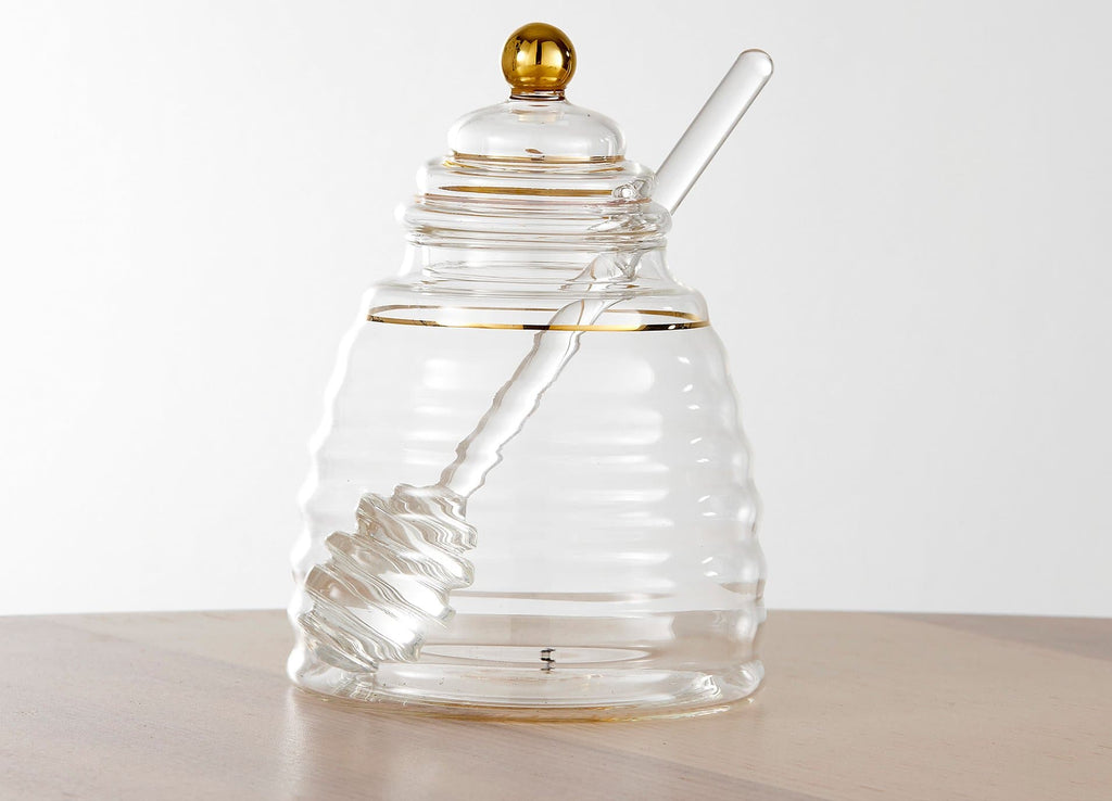transparent Honey Bee Glass Honey Pot
