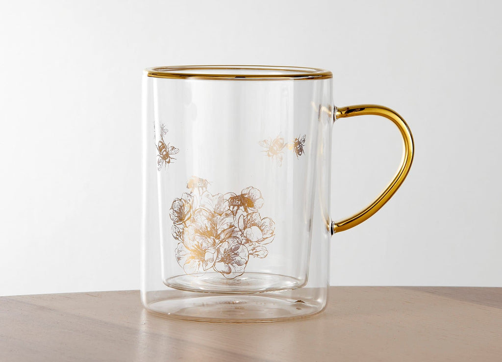 Honey Bee Glass Double Walled Mug designed in Australia