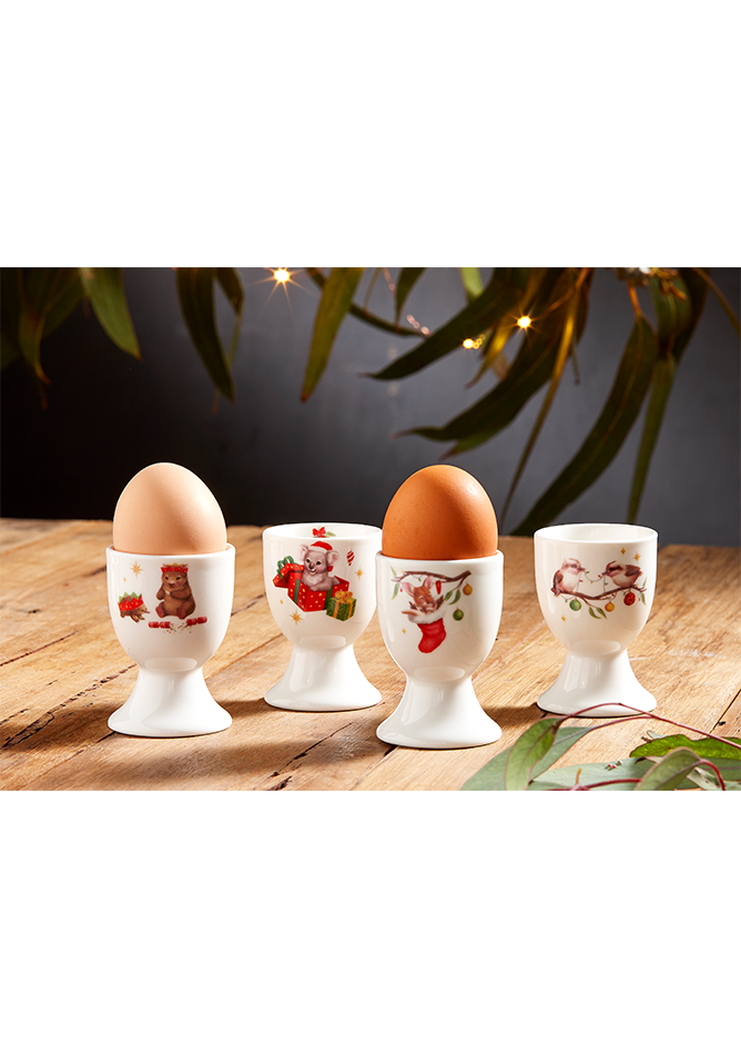 Christmas Egg Cups featuring the artwork of Elise Martinson